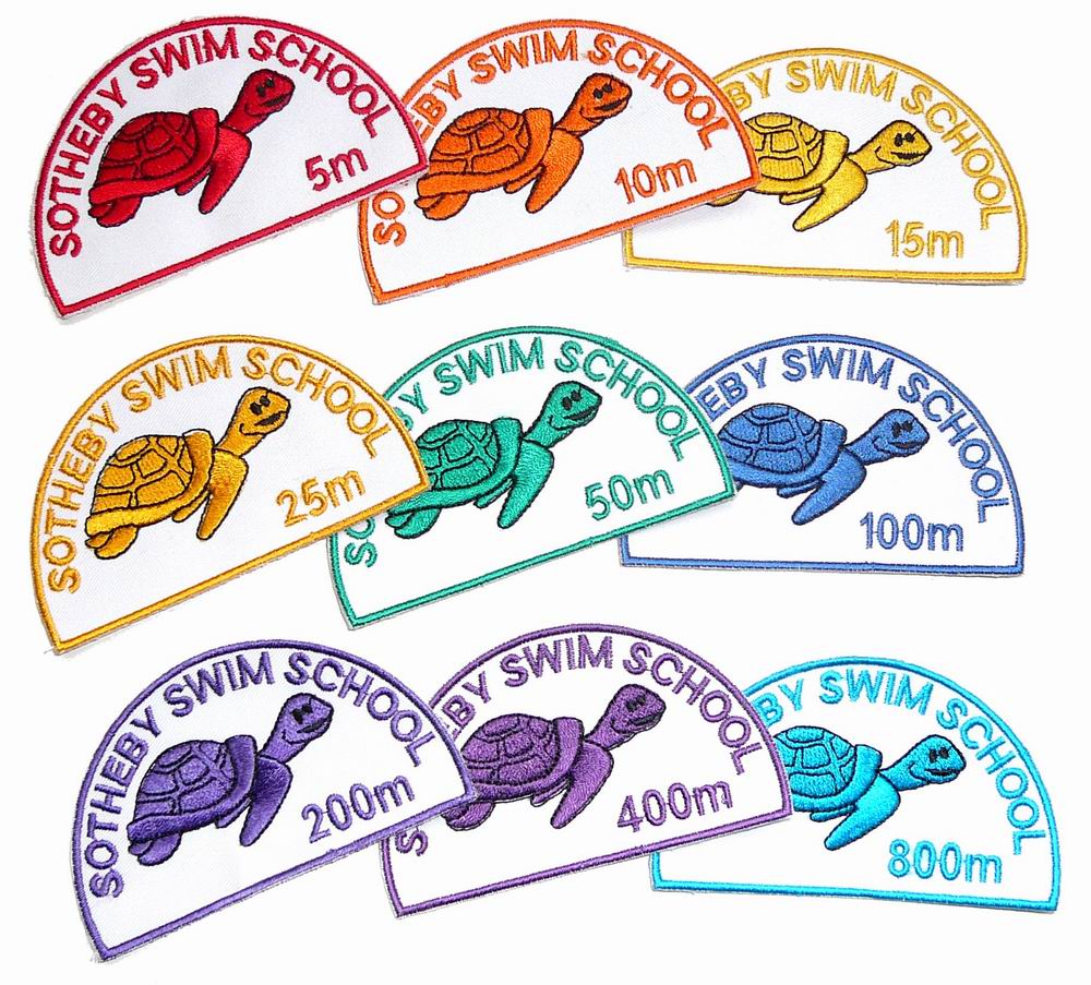 Woven badges sotheby swimming school 1000